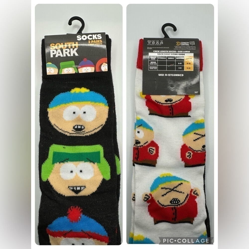 South Park Crew Length Socks, Cartman and the Crew, Large, Unisex - NWT